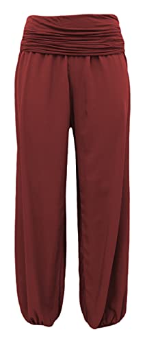 Sommerhose Strandhose Flatterhose luftige Haremshose Yogahose Sommerhosen Damenhosen (40-42, Bordeaux) von Sockenhimmel