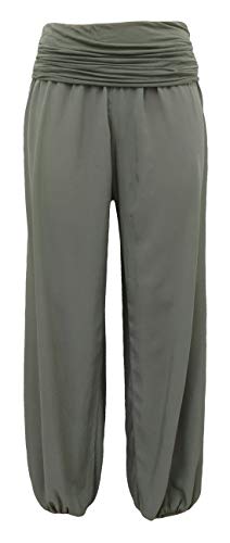 Sommerhose Strandhose Flatterhose luftige Haremshose Yogahose Sommerhosen Damenhosen (40-42, Khaki) von Sockenhimmel