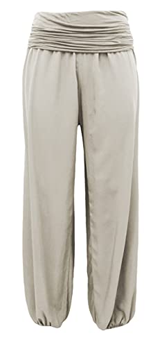Sommerhose Strandhose Flatterhose luftige Haremshose Yogahose Sommerhosen Damenhosen (40-42, Natur) von Sockenhimmel