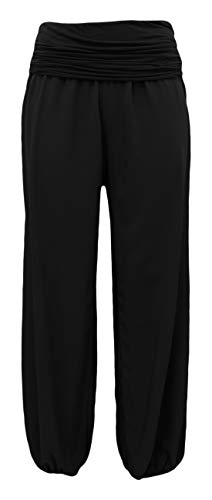 Sommerhose Strandhose Flatterhose luftige Haremshose Yogahose Sommerhosen Damenhosen (40-42, Schwarz) von Sockenhimmel