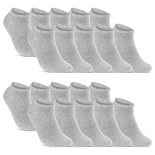 10 | 20 | 30 Paar Sneaker Socken Damen & Herren Schwarz & Weiß Baumwolle 10800 WP (Grau 20 Paar 35-38) von sockenkauf24