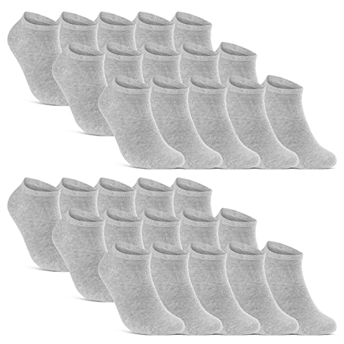 10 | 20 | 30 Paar Sneaker Socken Damen & Herren Schwarz & Weiß Baumwolle 10800 (Grau 30 Paar 35-38) von sockenkauf24