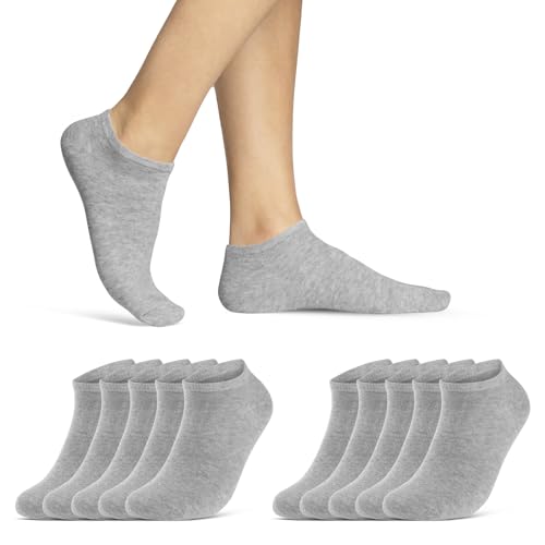 10 | 20 | 30 Paar Sneaker Socken Damen & Herren Schwarz & Weiß Baumwolle 10800 WP (Grau 10 Paar 39-42) von sockenkauf24