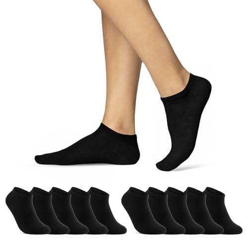 10 | 20 | 30 Paar Sneaker Socken Herren Damen Schwarz Weiß Grau Baumwolle 16900 (10x Schwarz 43-46) von sockenkauf24