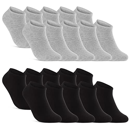 10 | 20 | 30 Paar Sneaker Socken Herren Damen Schwarz Weiß Grau Baumwolle 16900 (10x Schwarz + 10x Grau 35-38) von sockenkauf24