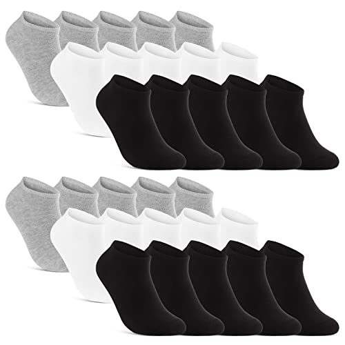 10 | 20 | 30 Paar Sneaker Socken Herren Damen Schwarz Weiß Grau Baumwolle 16900 (10x Schwarz + 10x Weiß + 10x Grau 39-42) von sockenkauf24
