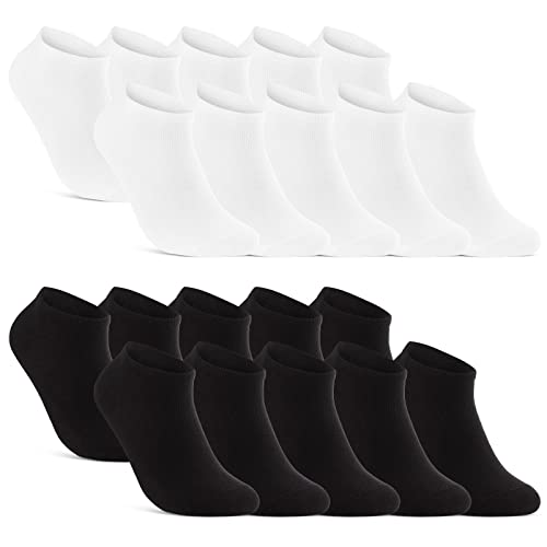 10 | 20 | 30 Paar Sneaker Socken Herren Damen Schwarz Weiß Grau Baumwolle 16900 (10x Schwarz + 10x Weiß 43-46) von sockenkauf24