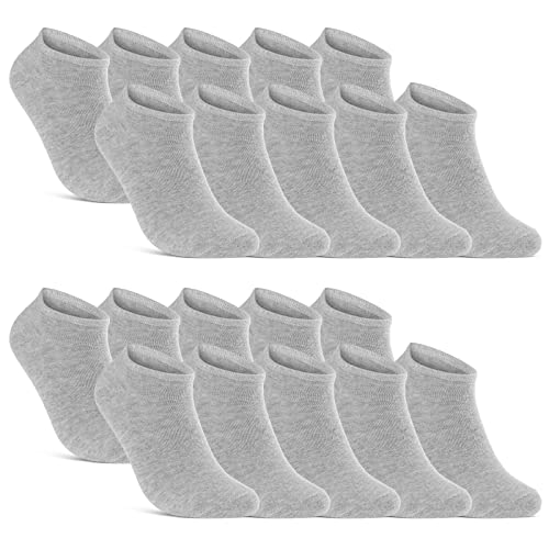 10 | 20 | 30 Paar Sneaker Socken Herren Damen Schwarz Weiß Grau Baumwolle 16900 (20x Grau 35-38) von sockenkauf24
