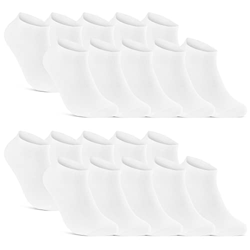 10 | 20 | 30 Paar Sneaker Socken Herren Damen Schwarz Weiß Grau Baumwolle 16900 (20x Weiß 35-38) von sockenkauf24