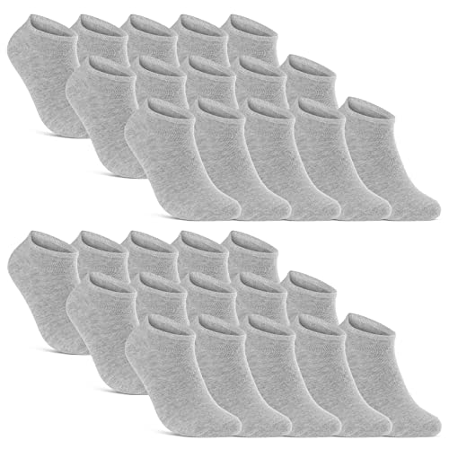 10 | 20 | 30 Paar Sneaker Socken Herren Damen Schwarz Weiß Grau Baumwolle 16900 (30x Grau 35-38) von sockenkauf24