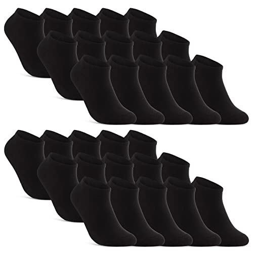 10 | 20 | 30 Paar Sneaker Socken Herren Damen Schwarz Weiß Grau Baumwolle 16900 (30x Schwarz 35-38) von sockenkauf24