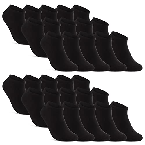 10 | 20 | 30 Paar Sneaker Socken Herren Damen Schwarz Weiß Grau Baumwolle 16900 (30x Schwarz 39-42) von sockenkauf24