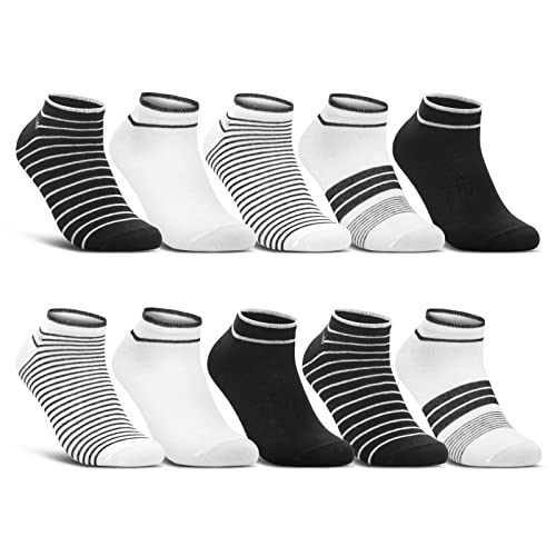 10 Paar Damen Sneaker Socken Mehrfarbig Streifen Punkte Herzen Maritim Baumwolle 36844/1 WP (35-38) von sockenkauf24