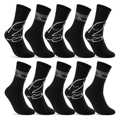 10 Paar Damen Socken Baumwolle Mehrfarbig Streifen Punkte Herzen 34909 Schwarz (39-42) von sockenkauf24