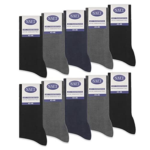 10 Paar Socken 100% Baumwolle Herren Komfortbund ohne Naht 10600 WP (Schwarz Navy Anthrazit 43-46) von sockenkauf24