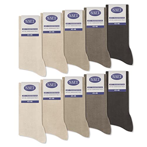 10 Paar Socken 100% Baumwolle Herren Komfortbund ohne Naht 10600 (Beige Braun 47-50) von sockenkauf24