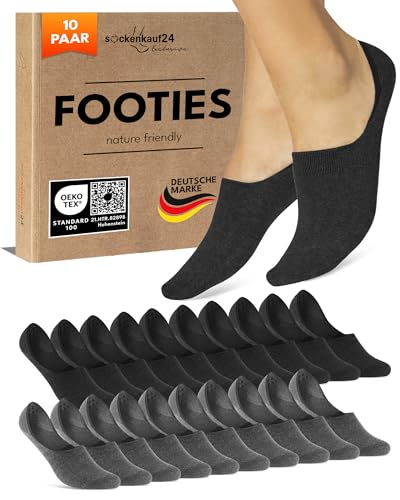 10 Paar Füßlinge Damen Herren Unsichtbare Sneaker Socken Atmungsaktiv Baumwolle 70103T (Schwarz Grau 47-50) von sockenkauf24