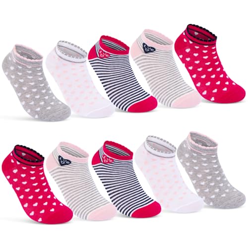 10 Paar Kinder Sneaker Socken Jungen & Mädchen Baumwolle Kindersocken 56271 (23-26) von sockenkauf24