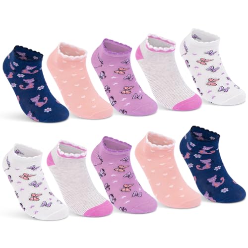 10 Paar Kinder Sneaker Socken Jungen & Mädchen Baumwolle Kindersocken 56269 (23-26) von sockenkauf24