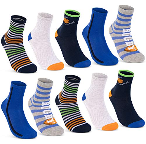 10 Paar Kinder Socken Jungen & Mädchen Baumwolle Kindersocken 54353 (31-34) von sockenkauf24