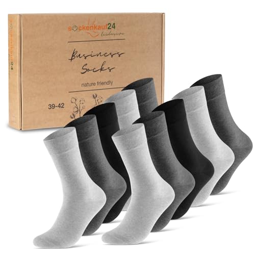 10 Paar Premium Socken Herren Damen Baumwolle Komfortbund ohne Naht 70101T (Grau Anthrazit Schwarz 39-42) von sockenkauf24