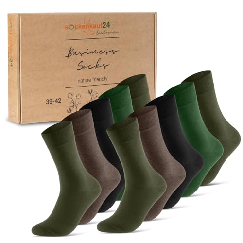 10 Paar Socken Herren 47-50 Grün Braun Baumwolle Business Socken Atmungsaktive Herrensocken (Grün Braun Schwarz 47-50) von sockenkauf24