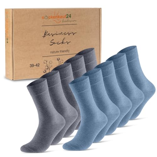 10 Paar Premium Socken Herren Damen Baumwolle Komfortbund ohne Naht 70101T (Jeansblau 43-46) von sockenkauf24