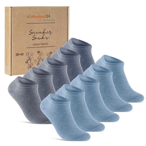 10 Paar Sneaker Socken Herren Damen Baumwolle Komfortbund ohne Naht 70102T WP (Jeansblau 43-46) von sockenkauf24