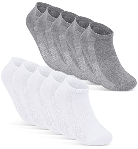 Sneaker Socken Damen 35-38 Baumwolle 10 Paar Damen Sneaker Socken 38 Damen Socken 35-38 Sneaker Socks Women Sneakersocken Damen 35-38 Sportsocken 16510 WP (Grau Weiß 35-38) von sockenkauf24