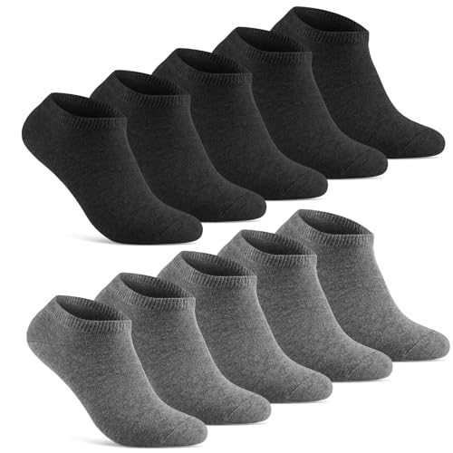 10 Paar Sneaker Socken Herren Damen kurze Sneakersocken Baumwolle 70202T (Schwarz Grau 43-46) von sockenkauf24