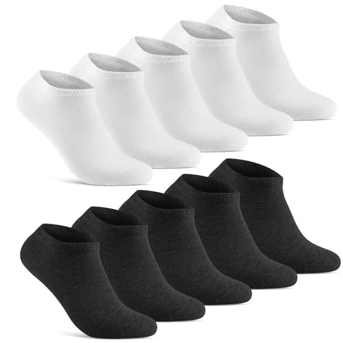 10 Paar Sneaker Socken Herren Damen kurze Sneakersocken Baumwolle 70202T (Schwarz Weiß 35-38) von sockenkauf24