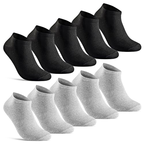 10 Paar Sneaker Socken Herren Damen kurze Socken Baumwolle 10810 (Schwarz Grau 39-42) von sockenkauf24