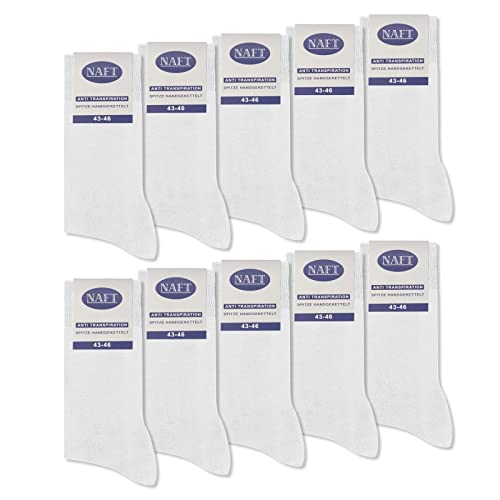 10 Paar Socken 100% Baumwolle Herren Damen Komfortbund ohne Naht 10600 (Weiß 39-42) von sockenkauf24