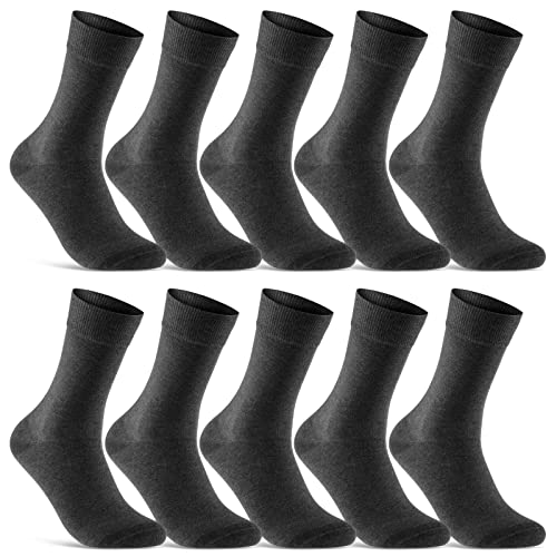 10 Paar Socken Herren Damen Schwarz Business Socken Baumwolle 70201T (Anthrazit 39-42) von sockenkauf24