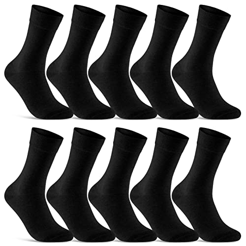 10 Paar Socken Herren Damen Schwarz Business Socken Baumwolle 70201T (Schwarz 43-46) von sockenkauf24