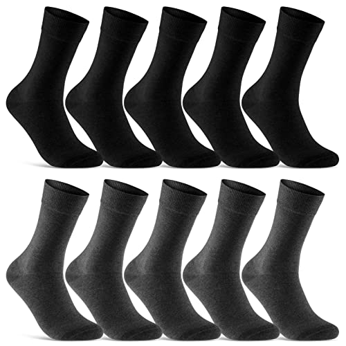 10 Paar Socken Herren Damen Schwarz Business Socken Baumwolle 70201T (Schwarz Anthrazit 39-42) von sockenkauf24