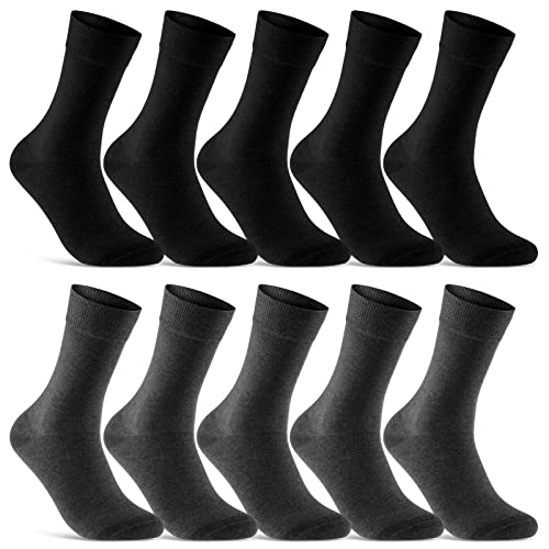 10 Paar Socken Herren Damen Schwarz Business Socken Baumwolle 70201T (Schwarz Anthrazit 43-46) von sockenkauf24