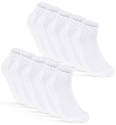 10 Paar Sneaker Socken Damen Weiß Quarter Sportsocken Gepolstert Frotteesohle Atmungsaktiv Baumwolle 16200 WP (35-38 Weiß) von sockenkauf24