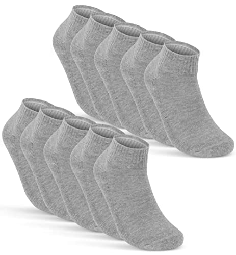10 Paar Sneaker Socken Herren Grau Quarter Sportsocken Gepolstert Frotteesohle Atmungsaktiv Baumwolle 16200 WP (47-50 Grau) von sockenkauf24