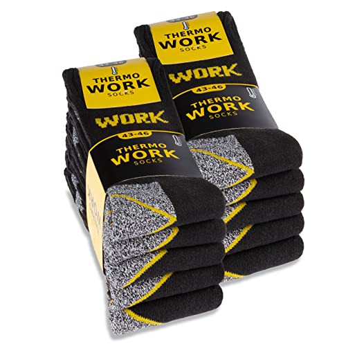 10 Paar THERMO Arbeitssocken Innenfrottee WORK Winter Socken Herren Baumwolle (39-42) von sockenkauf24
