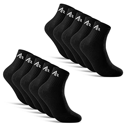 10 Paar i1R kurze Sportsocken Quarter Tennissocken Herren Damen Baumwolle 10301 (39-42 Schwarz Kurz) von sockenkauf24