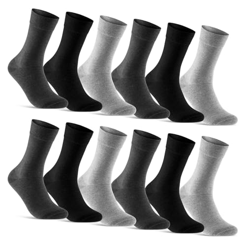 12 Paar Socken Herren Business Socken Baumwolle Herrensocken 70203T (Grau Anthrazit Schwarz 39-42) von sockenkauf24