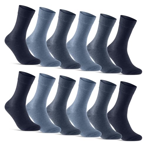 12 Paar Socken Herren Business Socken Baumwolle Herrensocken 70203T (Jeans Blau Navy 39-42) von sockenkauf24
