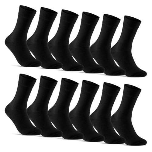 12 Paar Socken Herren Schwarz Business Socken Baumwolle Herrensocken 70203T (Schwarz 39-42) von sockenkauf24