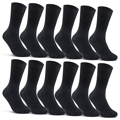 12 Paar Socken ohne Gummidruck 100% Baumwolle Damen & Herren Diabetiker Socken 11000 WP (35-38, Schwarz) von sockenkauf24