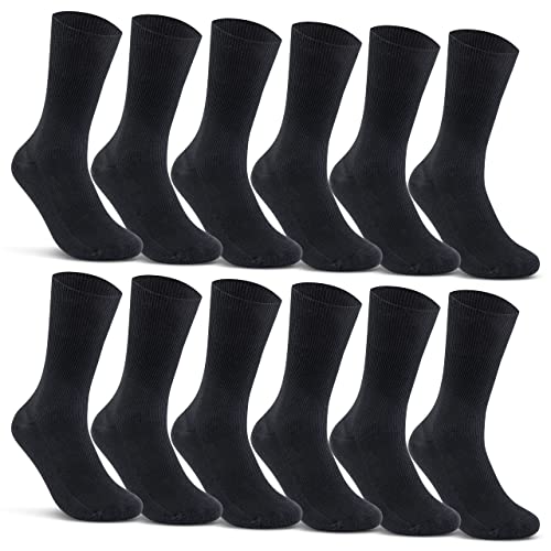 12 Paar Socken ohne Gummidruck 100% Baumwolle Damen & Herren Diabetiker Socken 11000 WP (43-46, Schwarz) von sockenkauf24