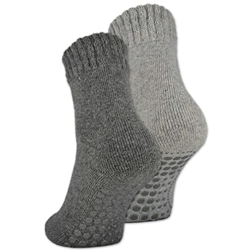 2 | 4 | 6 Paar ABS Socken Herren Damen Anti Rutsch Socken mit Wolle 21463 WP (Grau/Anthrazit 2 Paar 39-42) von sockenkauf24