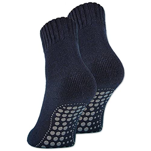 2 | 4 | 6 Paar ABS Socken Herren Damen Anti Rutsch Socken mit Wolle 21463 WP (Navy 2 Paar 47-50) von sockenkauf24