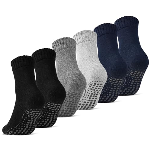 2 | 4 | 6 Paar ABS Socken Herren Damen Anti Rutsch Socken mit Wolle 21463 (Farbmix 6 Paar 39-42) von sockenkauf24