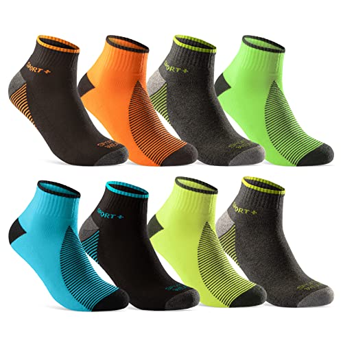 8 Paar Sportsocken Herren Damen Sneaker Socken Quarter NEON verstärkte Frotteesohle 16209 WP (39-42) von sockenkauf24